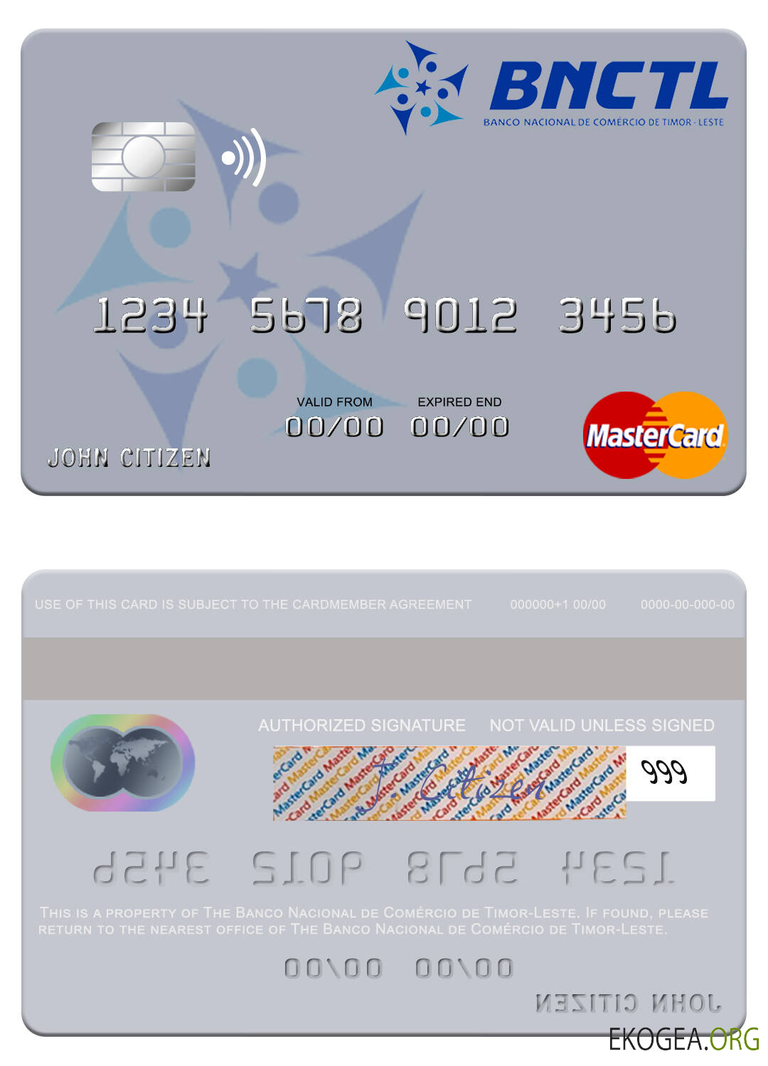 Timor-Leste Banco Nacional de Comércio de Timor-Leste mastercard 1 template